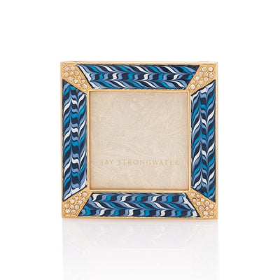 Jay Strongwater Leland Pave Corner 2" Square Frame - Sapphire Picture Frames Jay Strongwater 