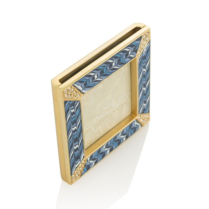 Jay Strongwater Leland Pave Corner 2" Square Frame - Sapphire Picture Frames Jay Strongwater 