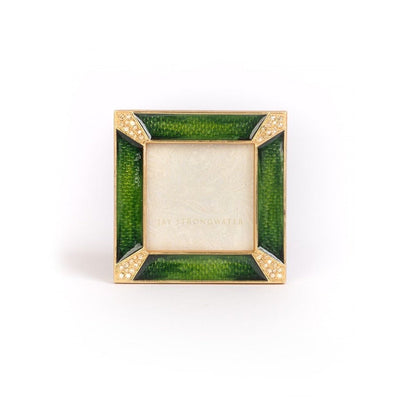 Jay Strongwater Leland Pave Corner 2" Square Frame - Emerald Picture Frames Jay Strongwater 