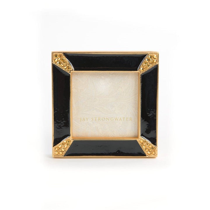 Jay Strongwater Leland Pave Corner 2" Square Frame - Black Picture Frames Jay Strongwater 