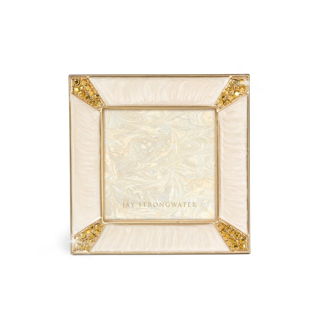 Jay Strongwater Leland Pave Corner 2" Square Frame - Gold Picture Frames Jay Strongwater 