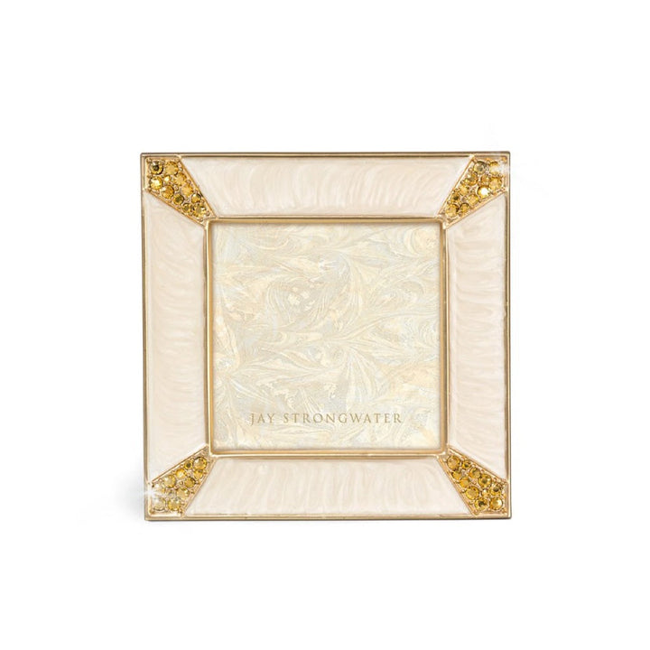 Jay Strongwater Leland Pave Corner 2" Square Frame - Gold Picture Frames Jay Strongwater 