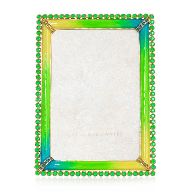 Jay Strongwater Lorraine Stone Edge 4” x 6" Frame - Electric Green Picture Frames Jay Strongwater 
