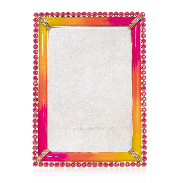 Jay Strongwater Lorraine Stone Edge 4” x 6" Frame - Electric Pink Picture Frames Jay Strongwater 
