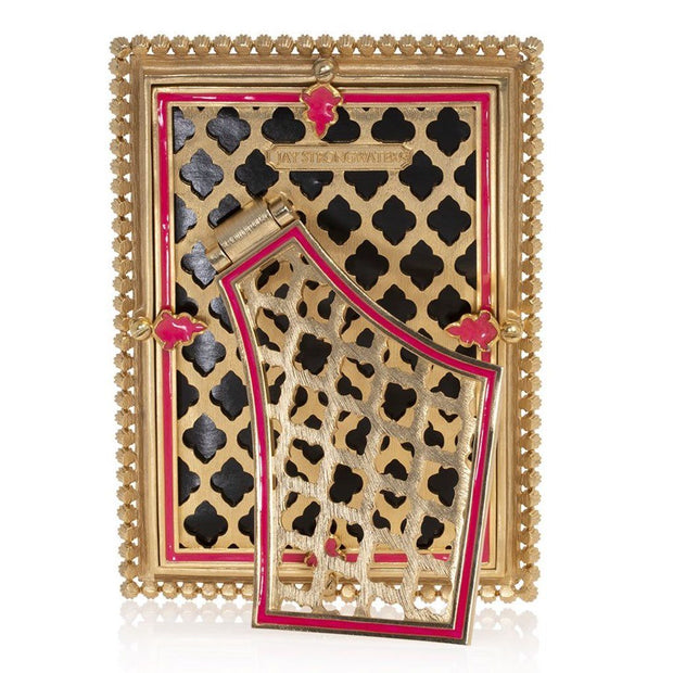 Jay Strongwater Lorraine Stone Edge 4” x 6" Frame - Electric Pink Picture Frames Jay Strongwater 