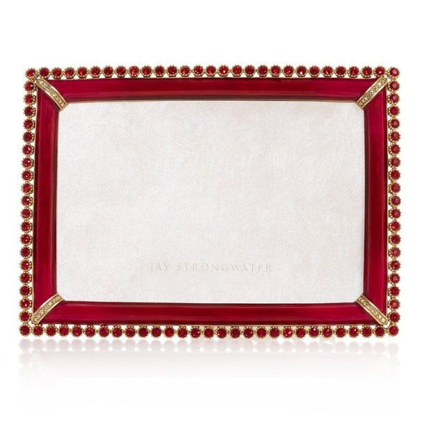 Jay Strongwater Lorraine Stone Edge 4” x 6" Frame - Ruby Picture Frames Jay Strongwater 