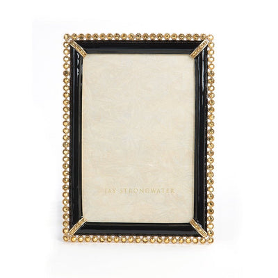 Jay Strongwater Lorraine Stone Edge 4" x 6" Frame - Black Picture Frames Jay Strongwater 