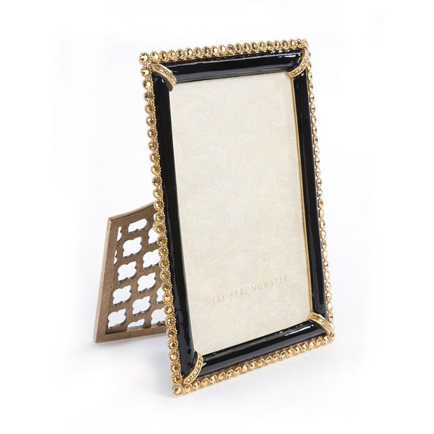 Jay Strongwater Lorraine Stone Edge 4" x 6" Frame - Black Picture Frames Jay Strongwater 
