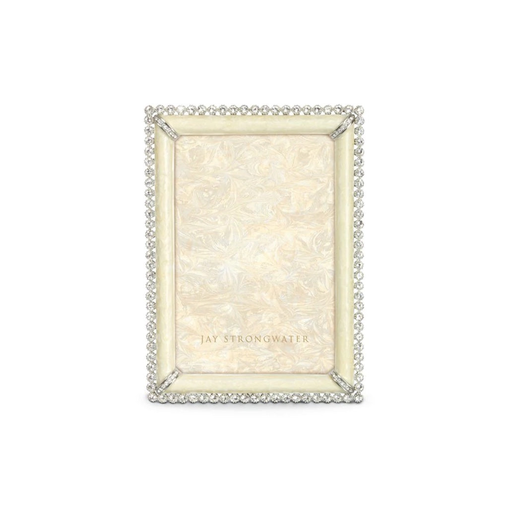 Jay Strongwater Lorraine Stone Edge 4" x 6" Frame - Crystal Pearl Picture Frames Jay Strongwater 