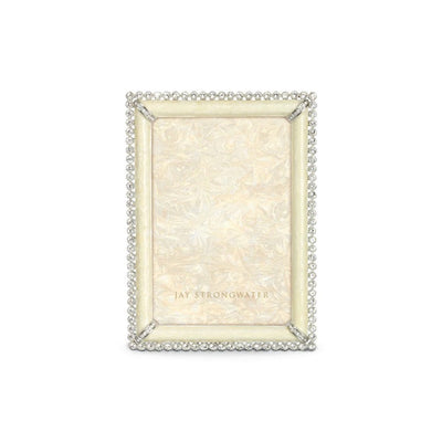 Jay Strongwater Lorraine Stone Edge 4" x 6" Frame - Crystal Pearl Picture Frames Jay Strongwater 