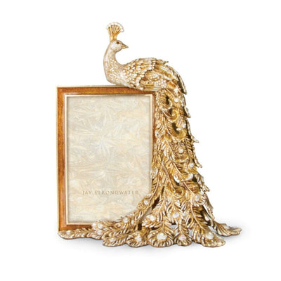 Jay Strongwater Alexi Peacock Figurine 4" x 6" Frame Picture Frames Jay Strongwater 