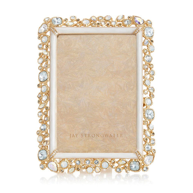 Jay Strongwater Emery Bejeweled 4" x 6" Frame - White Opal Picture Frames Jay Strongwater 