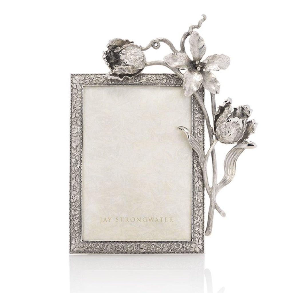 Jay Strongwater Irene Tulip 5" x 7" Frame - Silver Picture Frames Jay Strongwater 