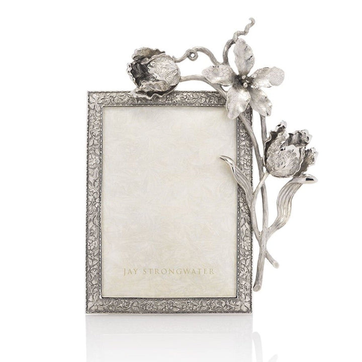 Jay Strongwater Irene Tulip 5" x 7" Frame - Silver Picture Frames Jay Strongwater 