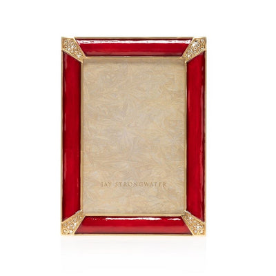 Jay Strongwater Leonard Pave Corner 4" x 6" Frame - Ruby Picture Frames Jay Strongwater 