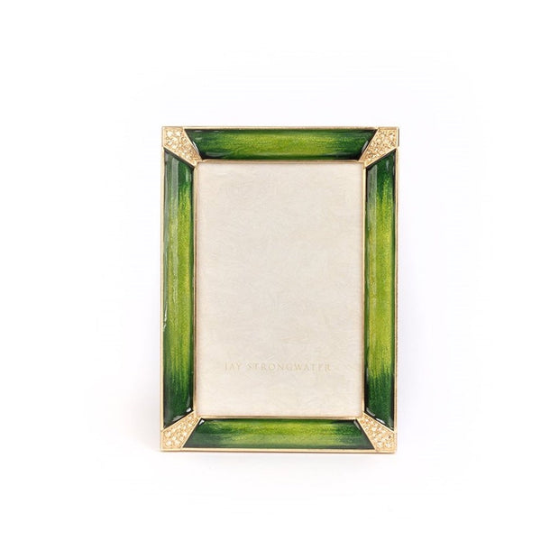 Jay Strongwater Leonard Pave Corner 4" x 6" Frame - Emerald Picture Frames Jay Strongwater 