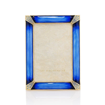 Jay Strongwater Leonard Pave Corner 4" x 6" Frame - Delft Garden Picture Frames Jay Strongwater 