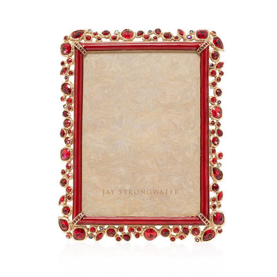 Jay Strongwater Leslie Bejeweled 5" x 7" Frame - Ruby Picture Frames Jay Strongwater 