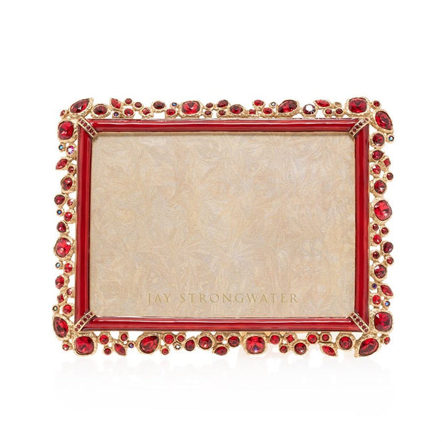 Jay Strongwater Leslie Bejeweled 5" x 7" Frame - Ruby Picture Frames Jay Strongwater 
