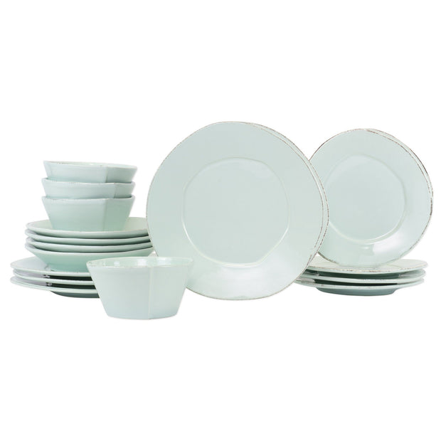 Vietri Lastra Sixteen-Piece Place Setting Dinnerware Vietri Aqua 