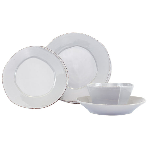 Vietri Lastra Four-Piece Place Setting Dinnerware Vietri Light Gray 