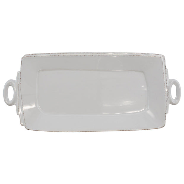Vietri Lastra Handled Rectangular Platter Dinnerware Vietri Light Gray 