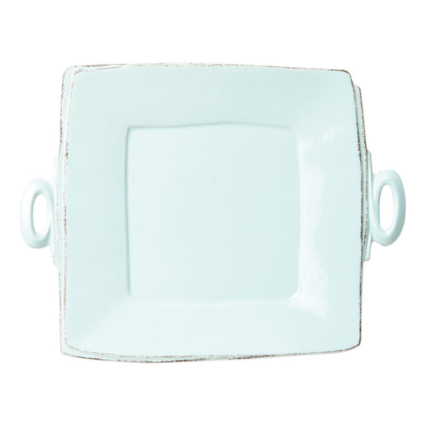 Vietri Lastra Handled Square Platter Dinnerware Vietri Aqua 