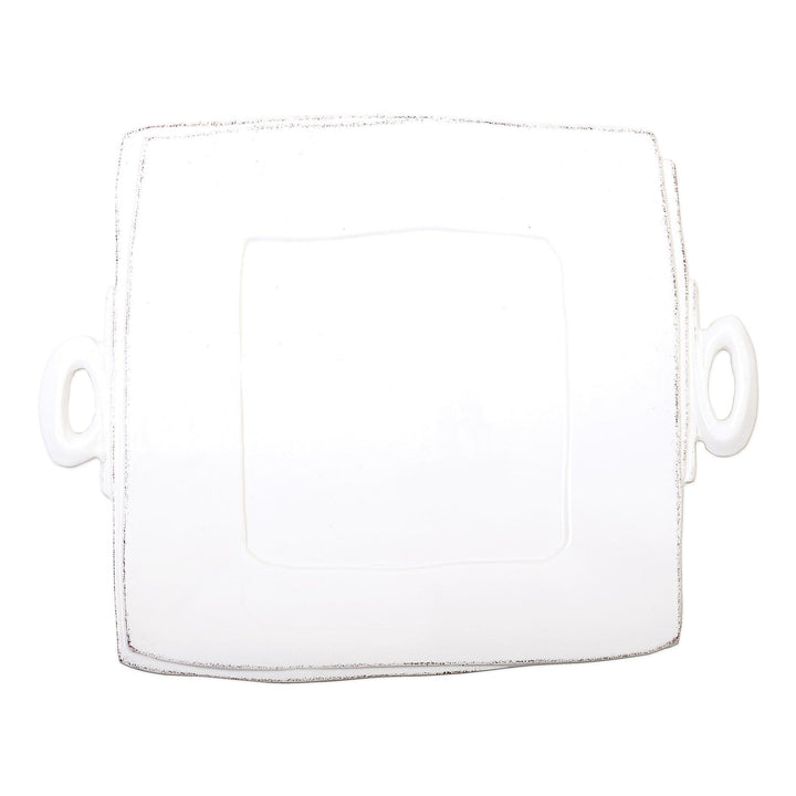 Vietri Lastra White Handled Square Platter Dinnerware Vietri 