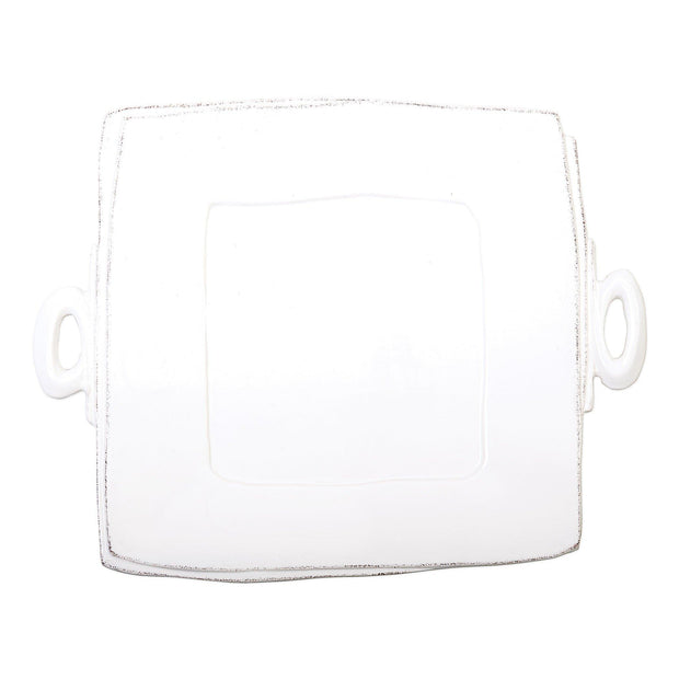 Vietri Lastra White Handled Square Platter Dinnerware Vietri 