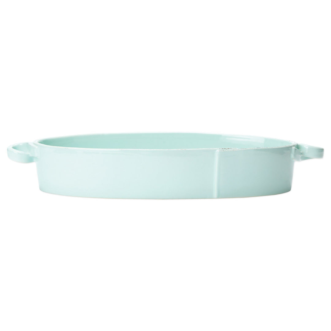Vietri Lastra Handled Oval Baker Dinnerware Vietri Aqua 