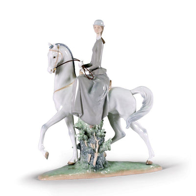 Lladro Porcelain Woman On Horse Figurine Figurines Lladro 