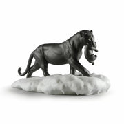 Lladro Porcelain Black Panther With Cub Figurine Figurines Lladro 