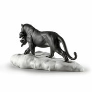 Lladro Porcelain Black Panther With Cub Figurine Figurines Lladro 