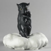 Lladro Porcelain Black Panther With Cub Figurine Figurines Lladro 