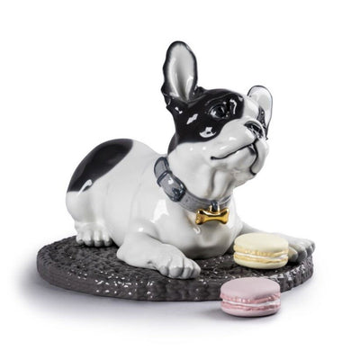 Lladro Porcelain French Bulldog With Macarons Figurine Figurines Lladro 