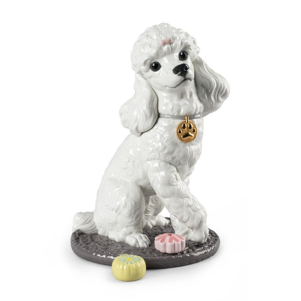 Lladro Porcelain Poodle With Mochis Figurine Figurines Lladro 