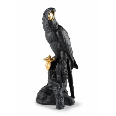 Lladro Porcelain Macaw Bird Figurine - Black & Gold LE 1000 Figurines Lladro 
