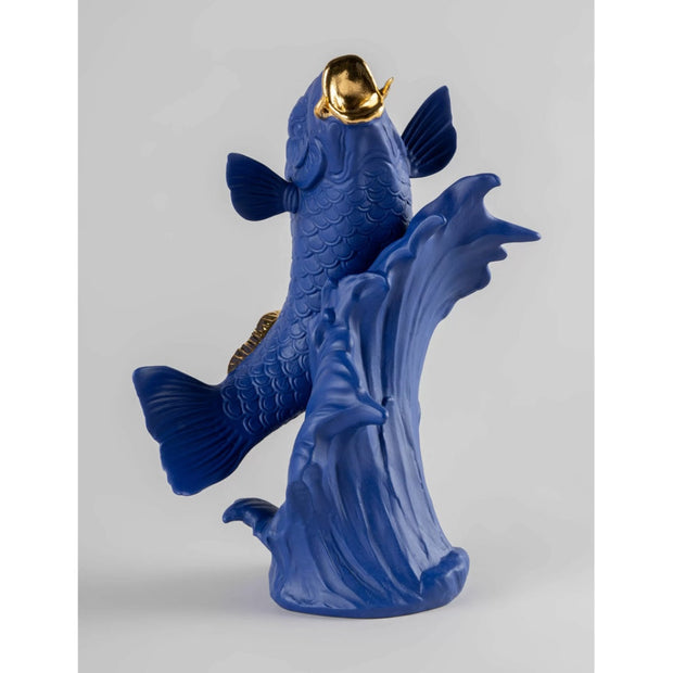 Lladro Porcelain Koi Figurine (Blue-Gold) LE 750 Figurines Lladro 