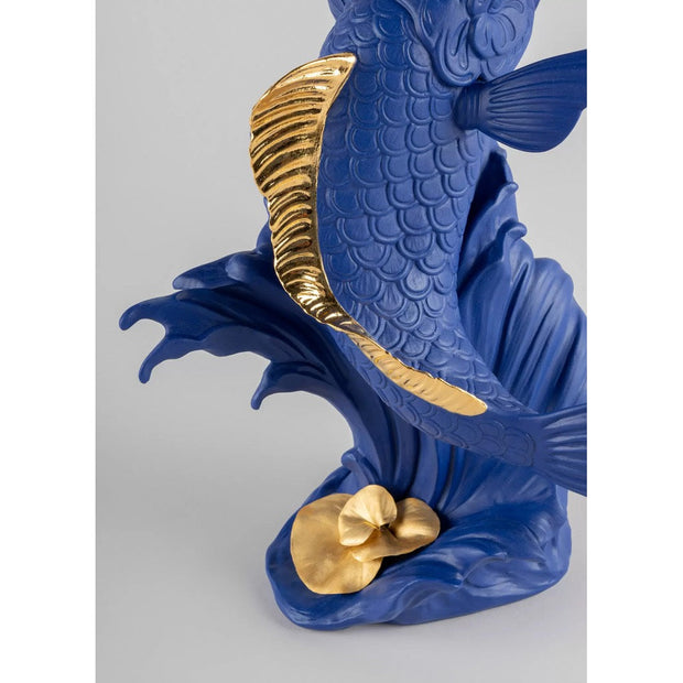 Lladro Porcelain Koi Figurine (Blue-Gold) LE 750 Figurines Lladro 