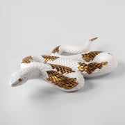 Lladro Porcelain Snake Figurine (White-Copper) Figurines Lladro 