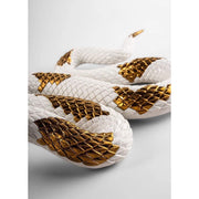 Lladro Porcelain Snake Figurine (White-Copper) Figurines Lladro 