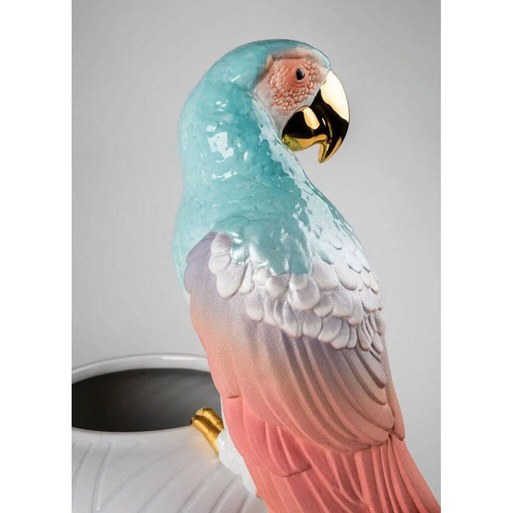 Lladro Porcelain Macaw Bird Vase (Red) Vases Lladro 