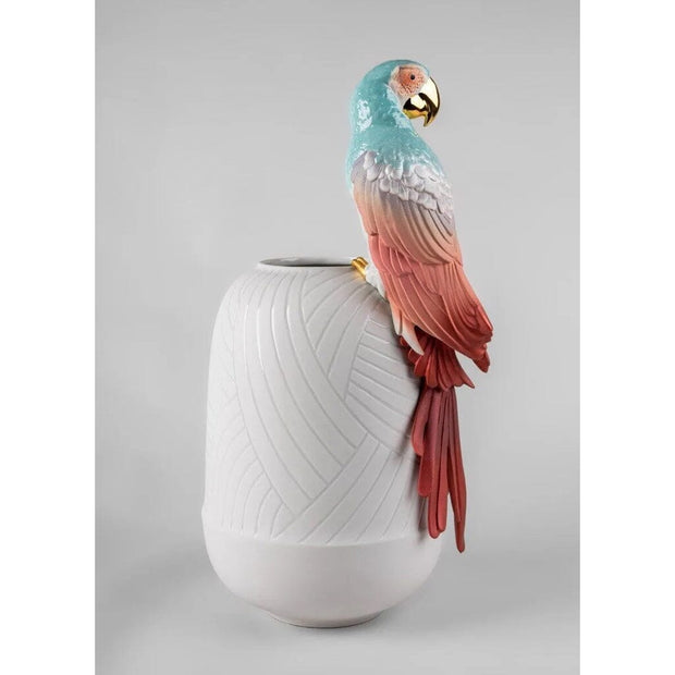 Lladro Porcelain Macaw Bird Vase (Red) Vases Lladro 