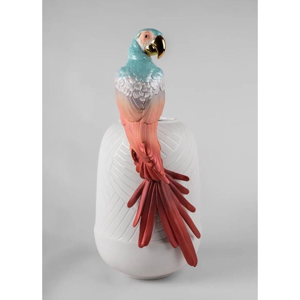 Lladro Porcelain Macaw Bird Vase (Red) Vases Lladro 