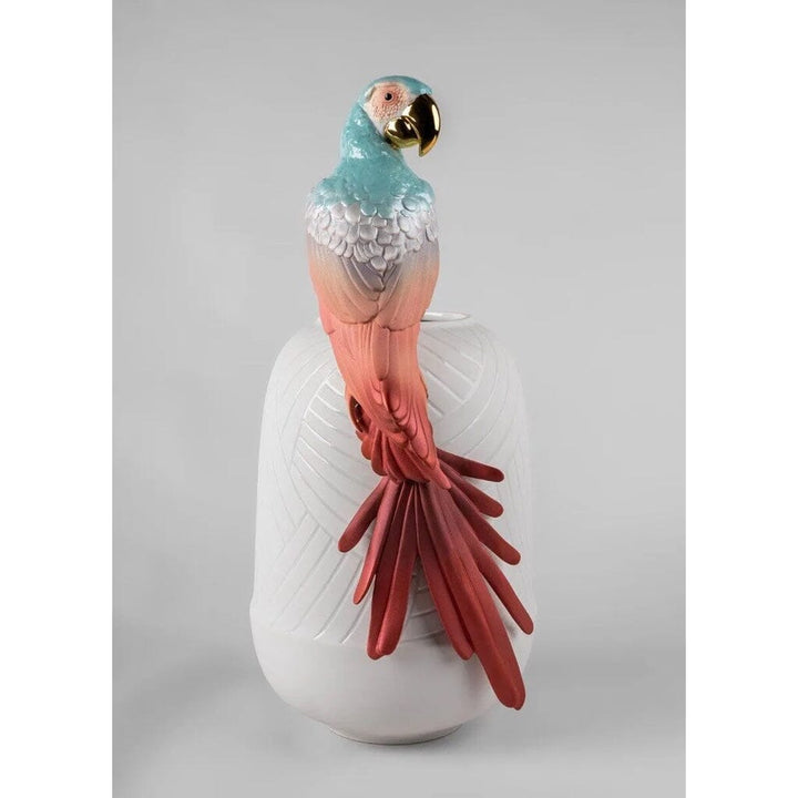 Lladro Porcelain Macaw Bird Vase (Red) Vases Lladro 