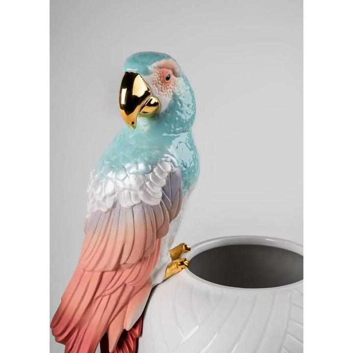 Lladro Porcelain Macaw Bird Vase (Red) Vases Lladro 