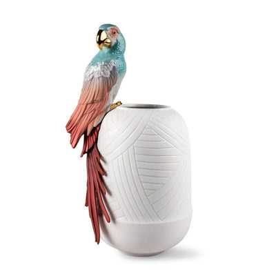 Lladro Porcelain Macaw Bird Vase (Red) Vases Lladro 