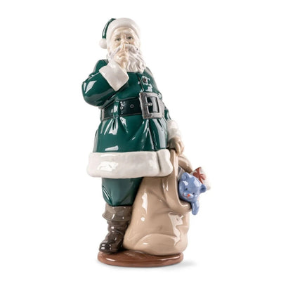 Lladro Porcelain Santa Is Here (Green) Figurine Figurines Lladro 