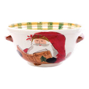 Vietri Old St. Nick Medium Handled Bowl w/ Santa Reading Dinnerware Vietri 
