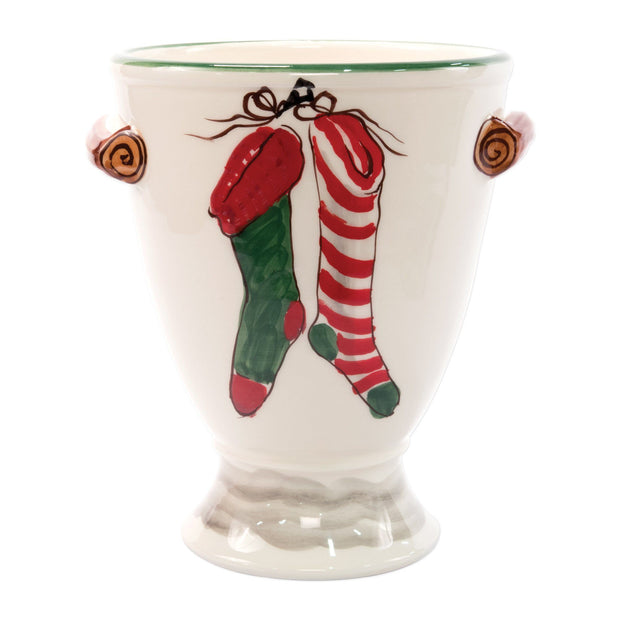 Vietri Old St. Nick Footed Urn w/ Chimney & Stockings Dinnerware Vietri 